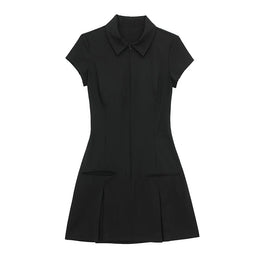 Robe Mini Femme A-Ligne, Col Rabattu, Style Décontracté